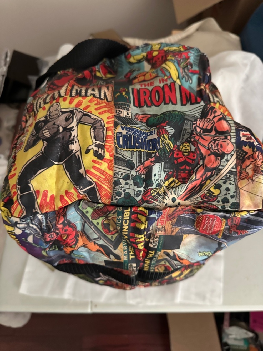 Marvel Iron Man Comic Print Duffel Bag - Red, Yellow, Blue, Black NWT - Picture 5 of 16